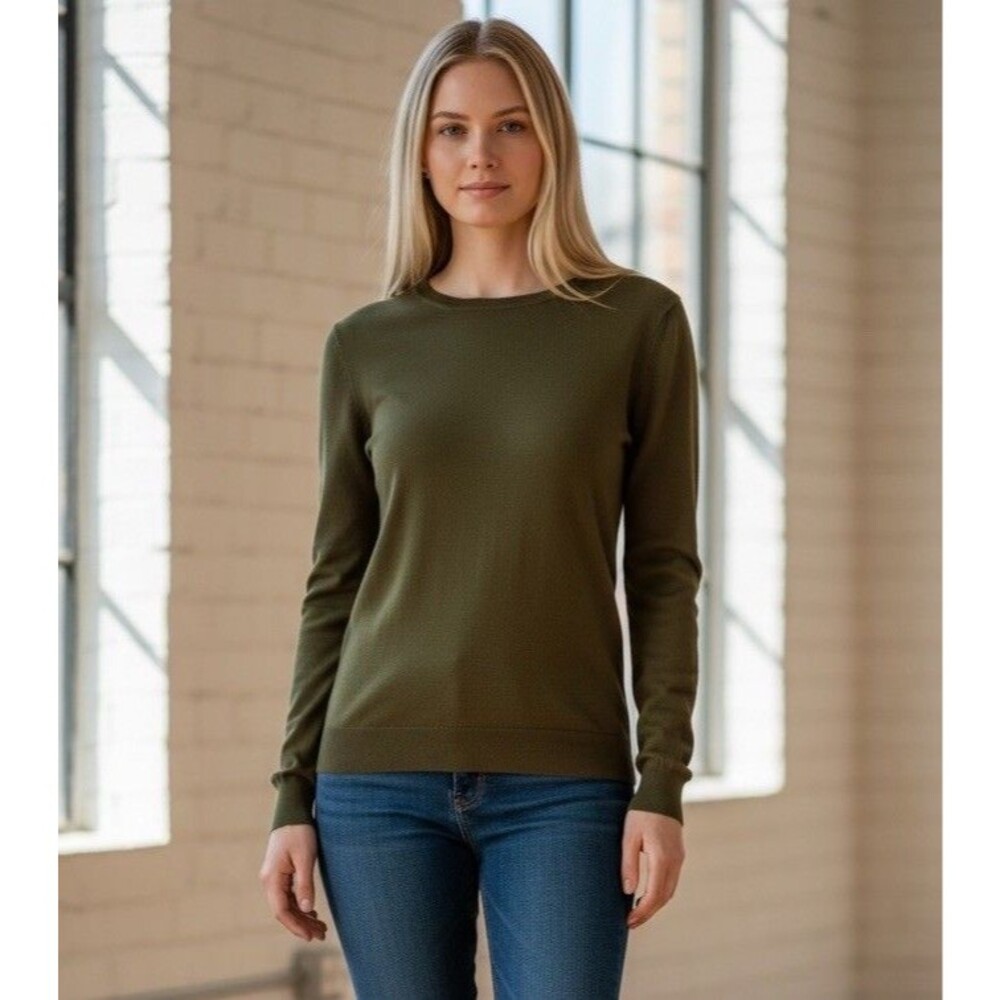 J. Crew Merino Wool Crew Neck Sweater Women’s Size XS Olive Green EUC